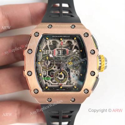 Swiss Richard Mille RM 11-03 Flyback 7750 Watch Skeleton Dial Black Rubber